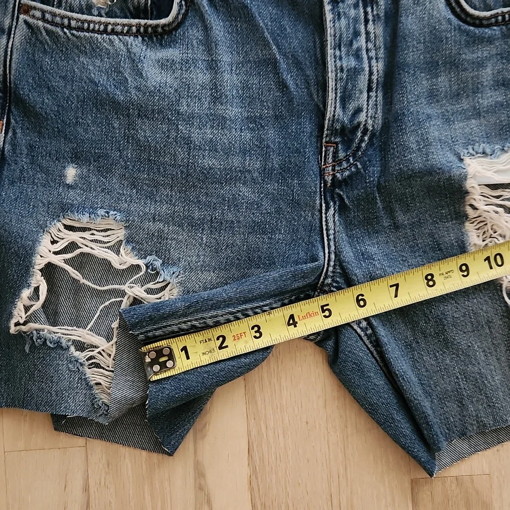 Topshop Moto Hayden High Rise Boyfriend Mom Jean Denim Blue Shorts Size W 28
